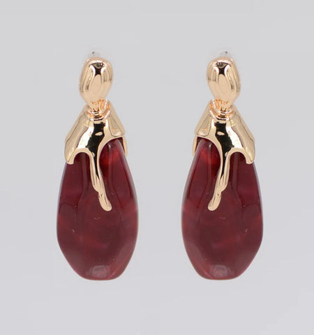 Artistic Burgundy Teardrop Earrings
