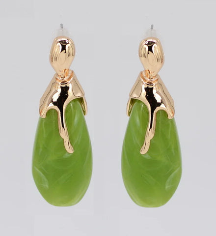 Artistic Olive Teardrop Earrings