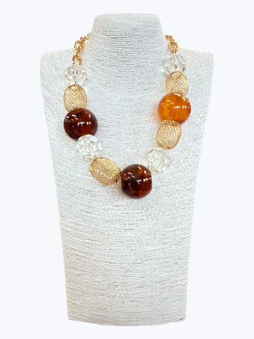 Amber Inspired Beaded Statement Necklace