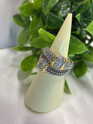 Anillo plata doble diamantado