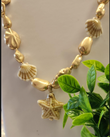 Collar Estrella Y Almeja Color Hueso