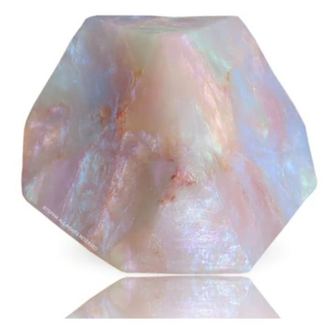 White opal Soap gemstone - Peach geranium Moss