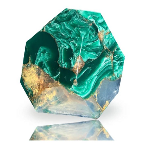 Malachite Soap gemstone - Cucumber melon garden rain