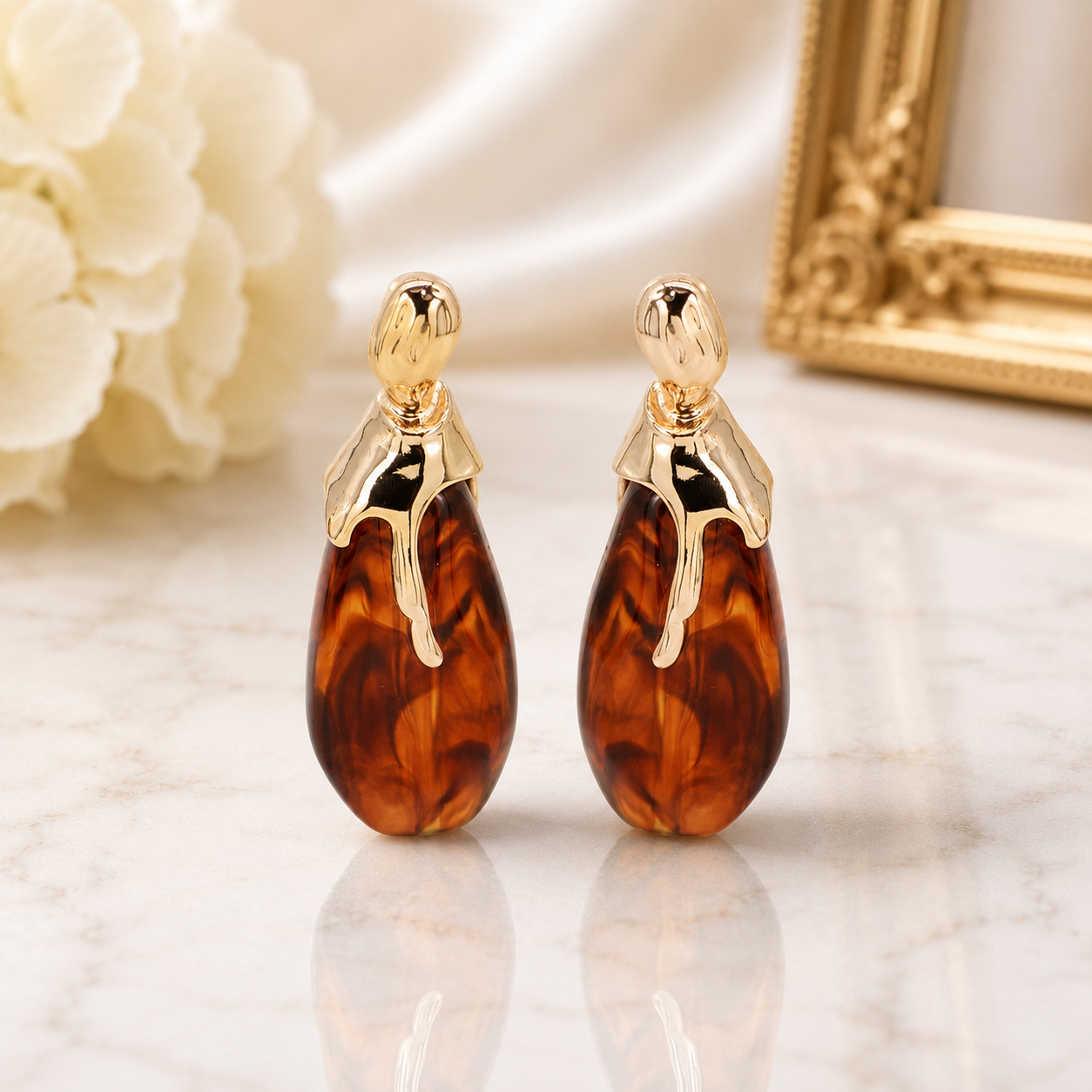 Artistic Olive Teardrop Earrings