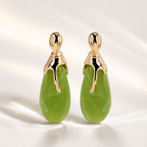 Artistic Olive Teardrop Earrings