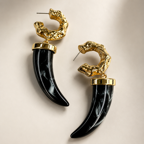 Black Horn Tusk Earrings