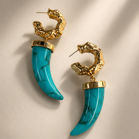 Turquoise Horn Tusk Earrings