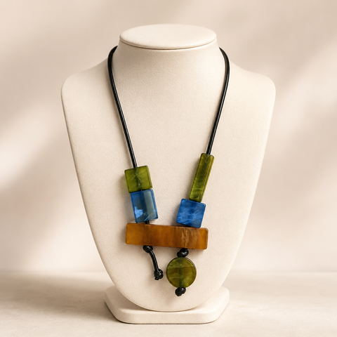 Geometric Green Multi Adjustable Necklace