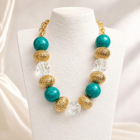 Turquoise Bead Statement Necklace