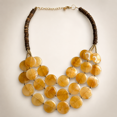 Natural Layered Acrylic Short Necklace