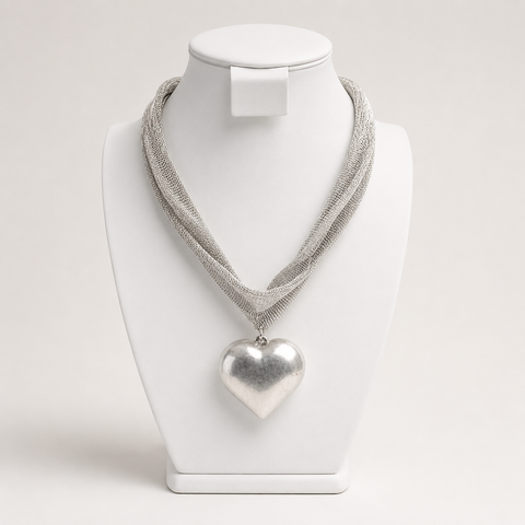 Collar Maya Corazón Mate Plata