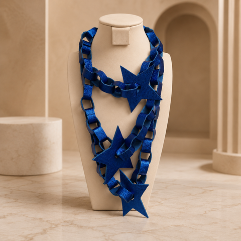 # 1-Collar cuero  azul
