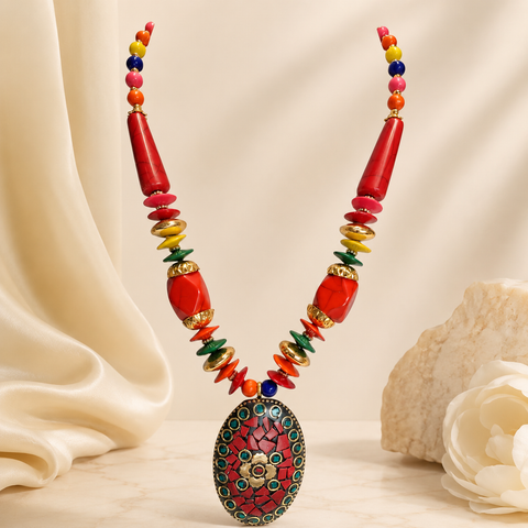 Collar piedra  Rojo IND
