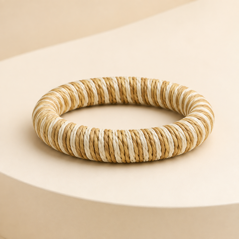 Pulsera Boho Rattan  Color Crema