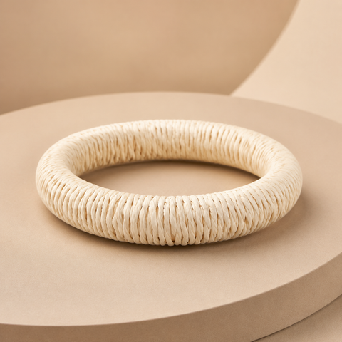 Pulsera Boho Rattan  Color Blanco