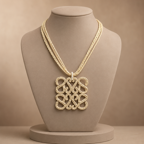 Collar Bohemio Rattan Color Crema