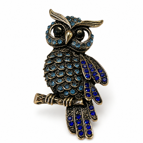 Royal Blue Owl Pin Brooch