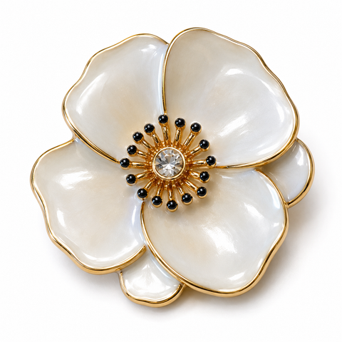 White Flower Magnetic Brooch