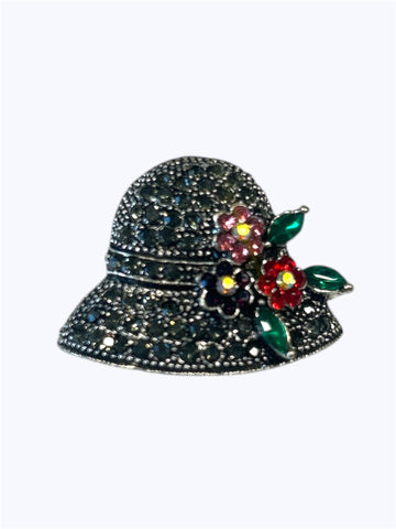 Elegant Black Floral Brooch Pin