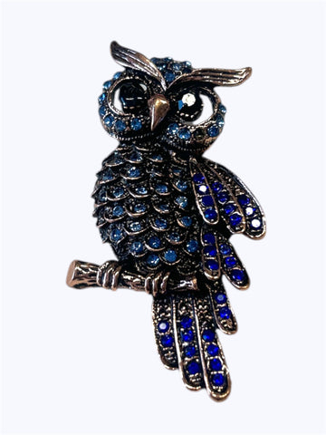 Royal Blue Owl Pin Brooch