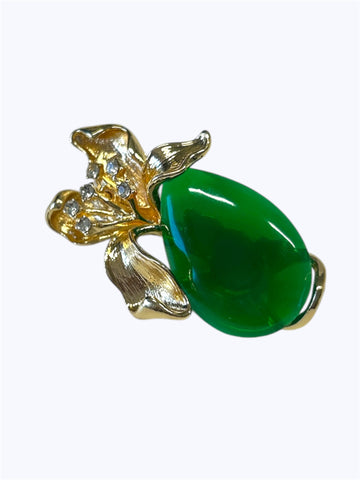 Emerald Green Teardrop Pin Brooch
