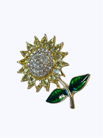 Rhinestone Sunflower Pin Brooch