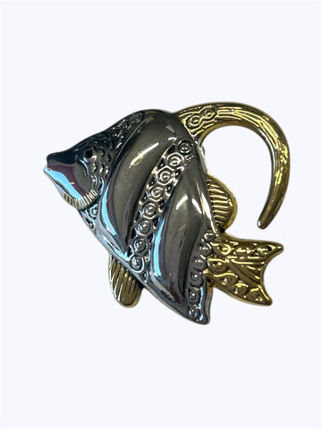 Silver and Gold fish Pin Brooch