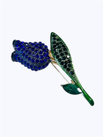 Elegant Blue Tulip Brooch