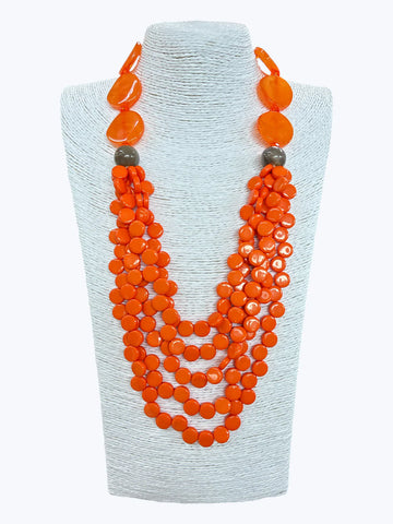 Acrylic Layered Green Bead Necklace