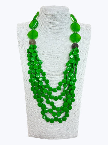 Acrylic Layered Green Bead Necklace