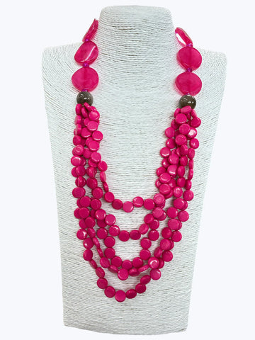 Acrylic Layered Pink Bead Necklace