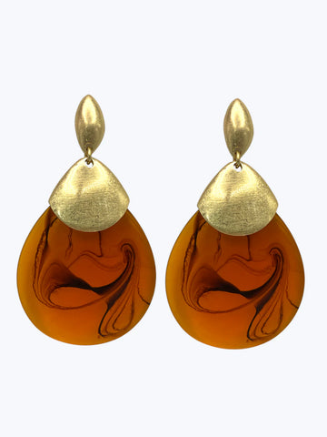Marbled Brown Teardrop Earrings