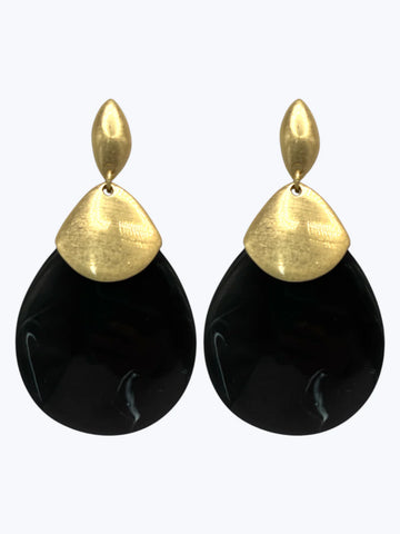 Marbled Black Teardrop Earrings