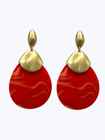 Marbled Red Teardrop Earrings