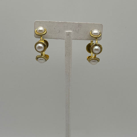 A-04I-Aretes aro de perlas