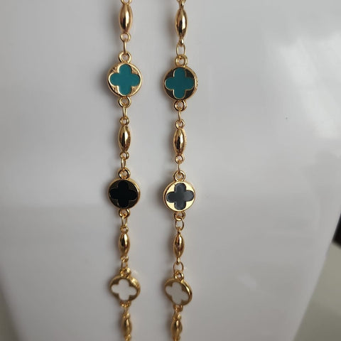 T-139OL-Tobilleras Clover Turquesa