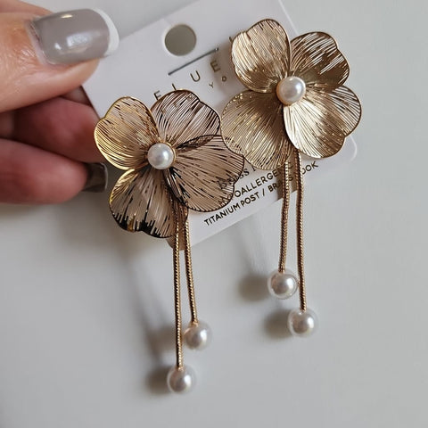 A-116ZK-Arete Flor con Perla