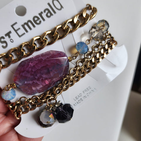 Set Pulseras en Cadenas con Piedra Violeta