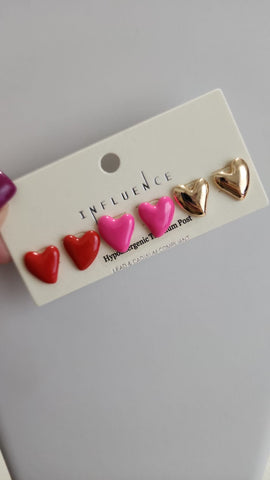Trio de aretes Rosados