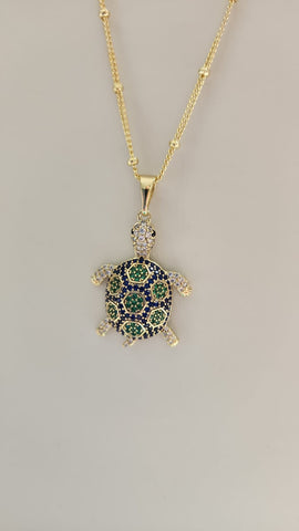 Tortuga Marina  Diamantada Azul y Verde