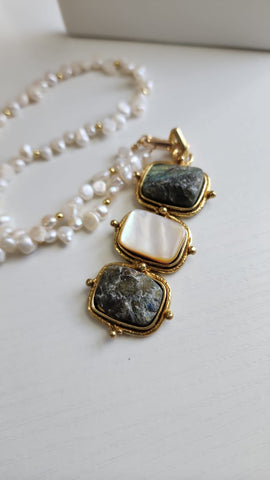 Set de Gema y Cadena con Perla