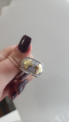 #73-Anillo Aro de 2 Clover