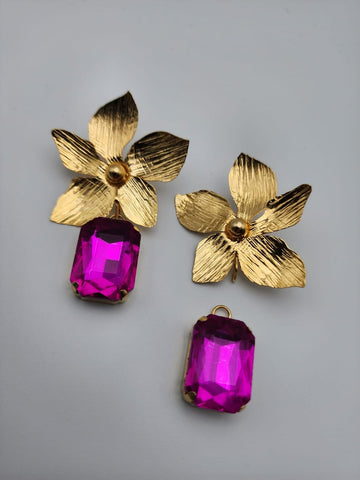 Set Cuadrado fushia Arete