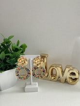 Aretes Flor Circulo 24K