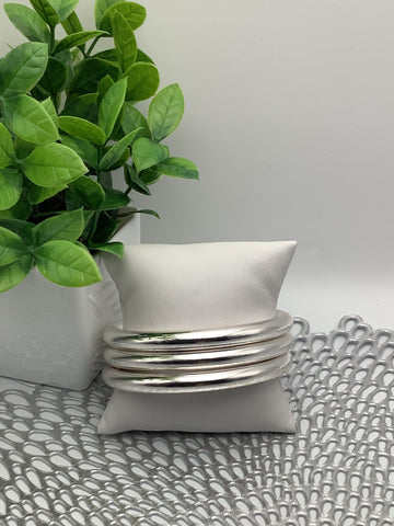 Trío pulseras en aluminio  Colores - plata