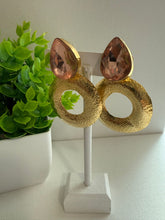 Aretes círculo con gota Cristal