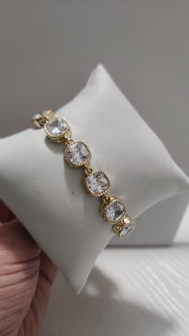 007-Pulsera Cuadrado  Cristal