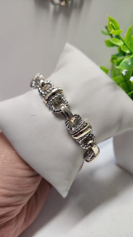 #159-Pulsera Dos Tonos Eslabon Ancho