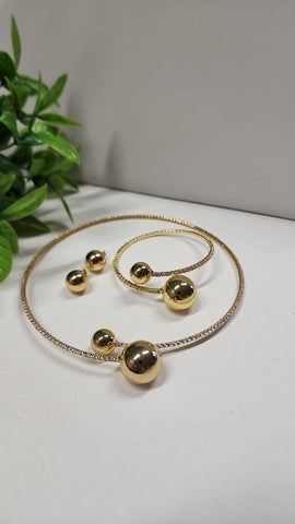 Trio con Esferas Oro Diamantado