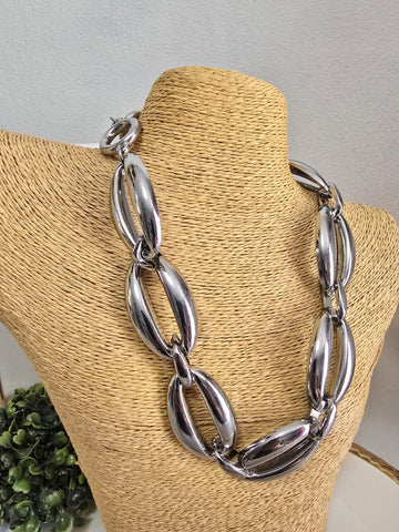075-Collar Eslabon Ovalado Plata